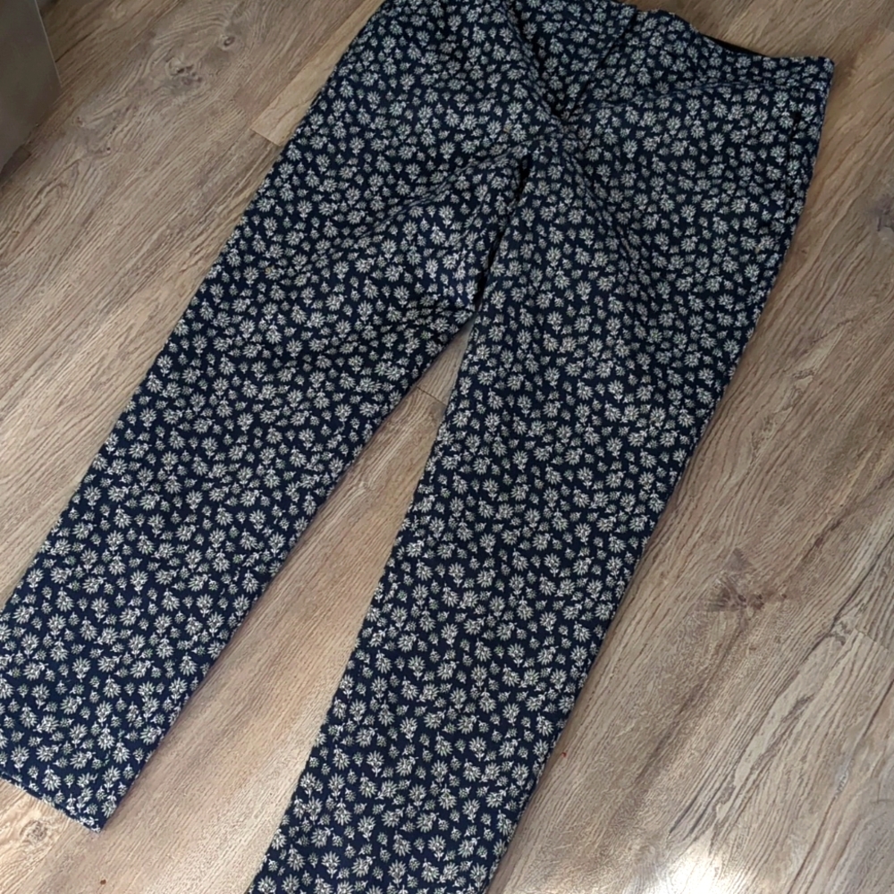Ann Taylor Navy Floral Straight Leg Pants- Devin Fit